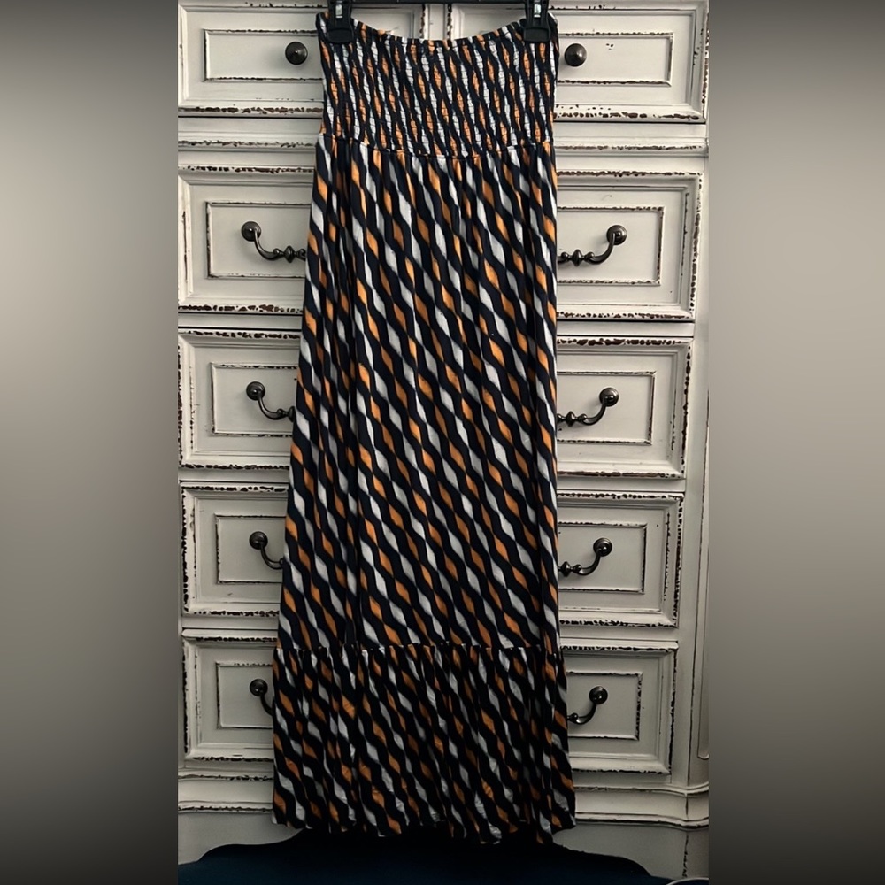 💙🤍💛 Michael Kors off the shoulder tube top ruched maxi dress size M
